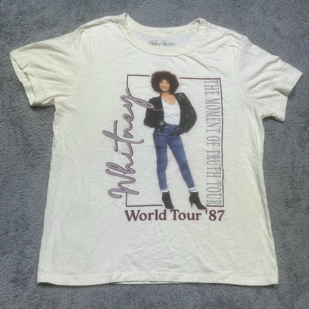 Whitney Houston T-shirt Women M Ivory The Movement Of Truth World Tour '87 Music